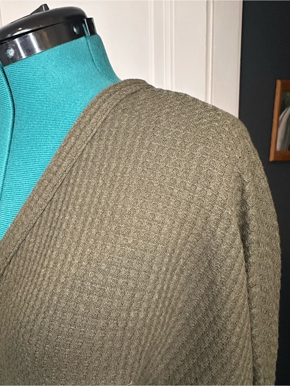 Iwollence Knit Top with Tie Hem in Olive - Picture 4 of 7